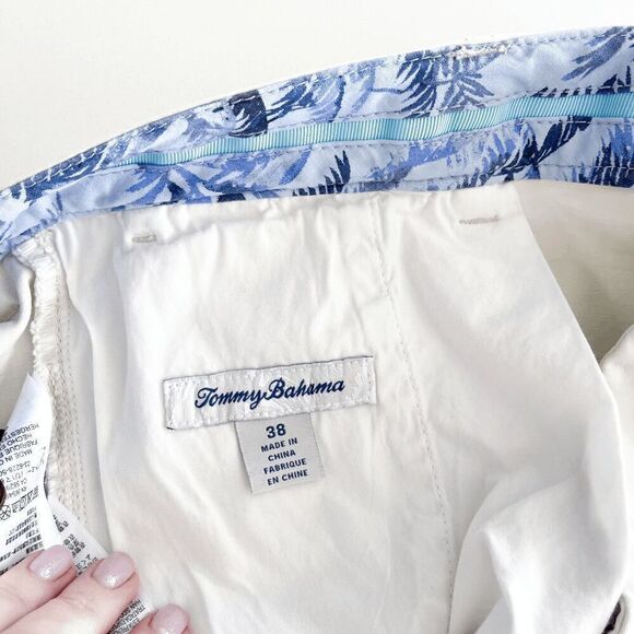 Tommy Bahama Mens Flat Front Stretch Tencel Chino Shorts Off-White Size 38 - Picture 3 of 9